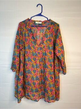 Natural Life Women’s L/XL Long Sleeve Floral Blouse/tunic/dress  Boho 131
